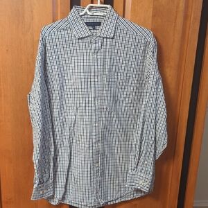 Tommy Hilfiger Men's Blue and White Checkered Shirt